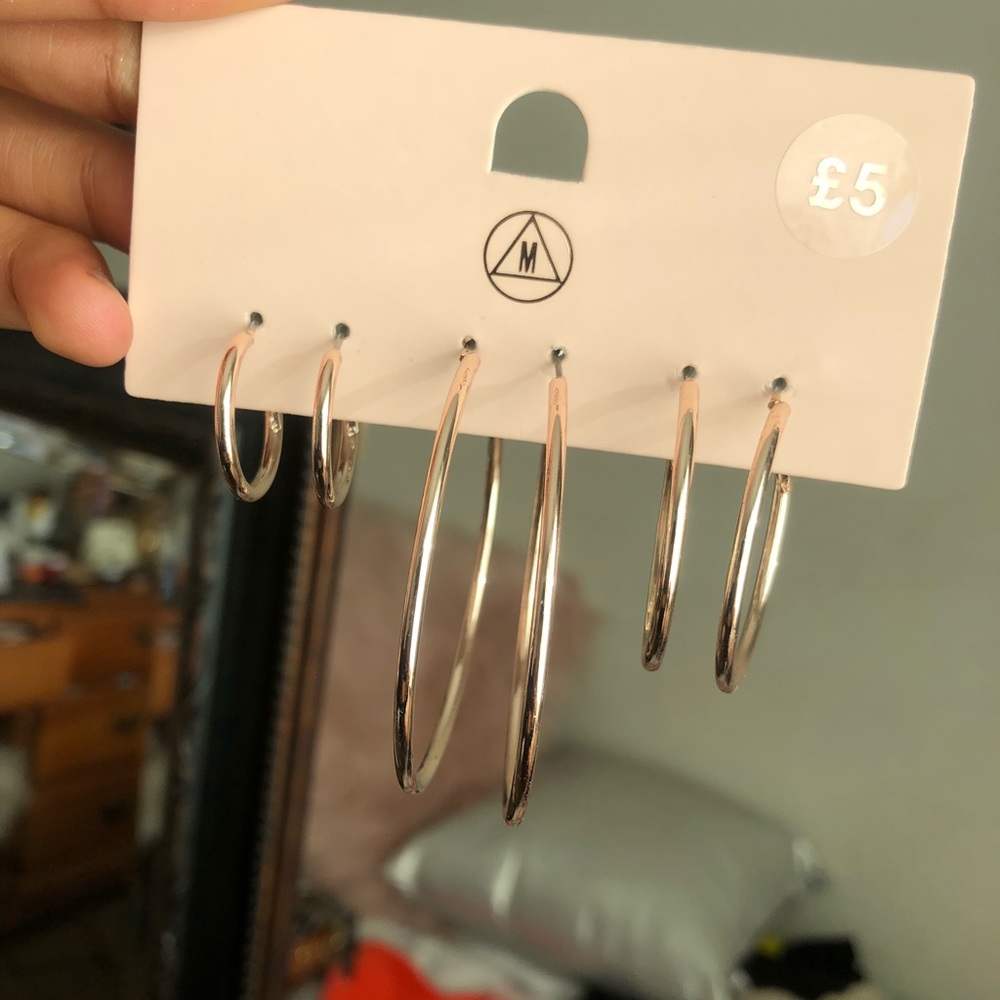 3 pack of Rose gold hoops